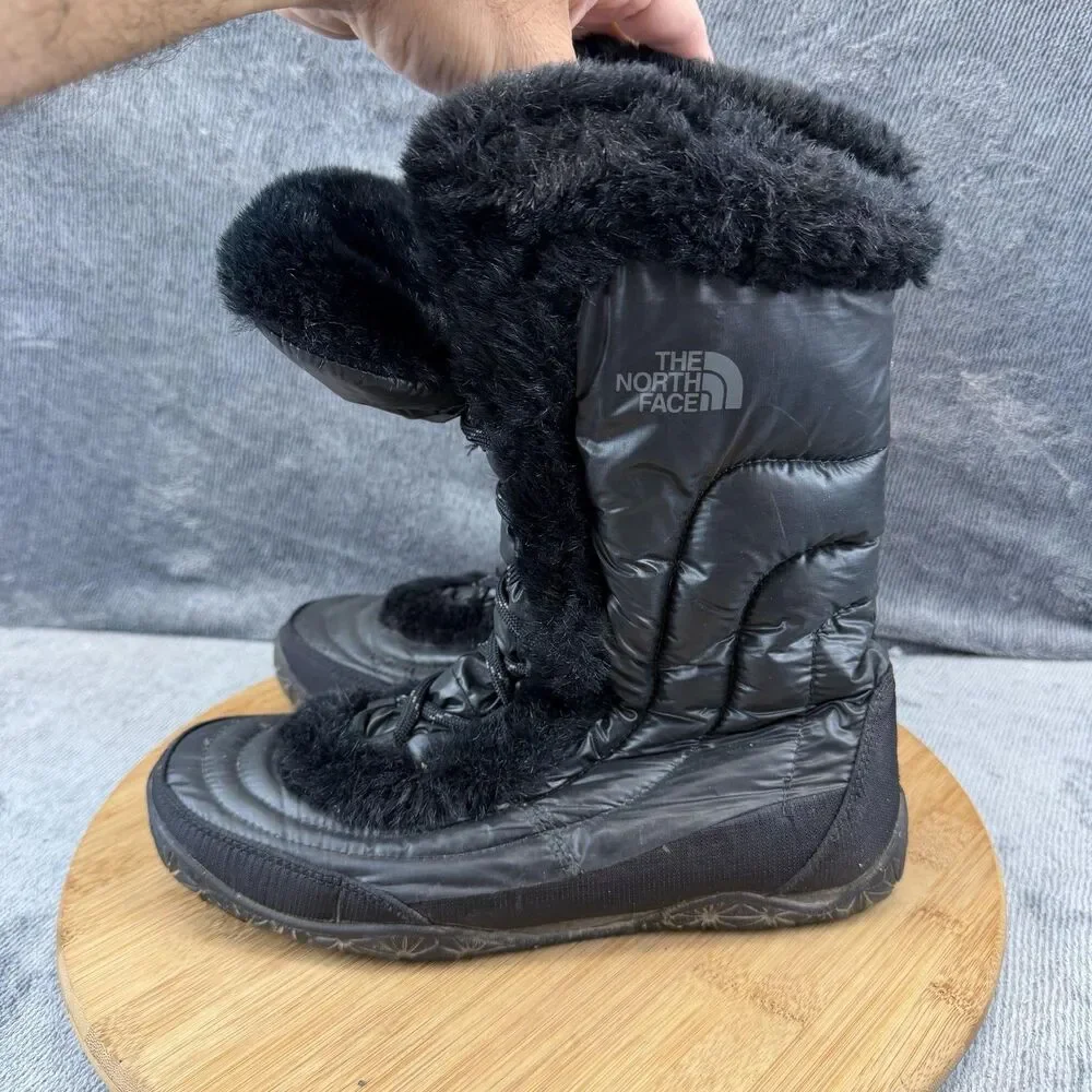The North Face Boots Womens Size 8 Black Faux Fur Winter Snow APPY FG4 TB1Y
